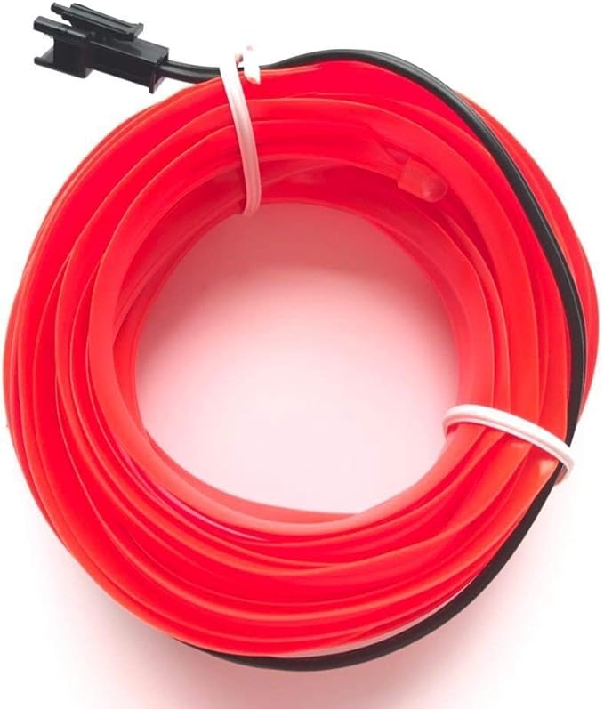 ABALDI 5M/16FT EL Wire, Neon Light DIY Decoration Glowing EL Rope with USB Inverter for Parties Christmas Cosplay Costume(Red)