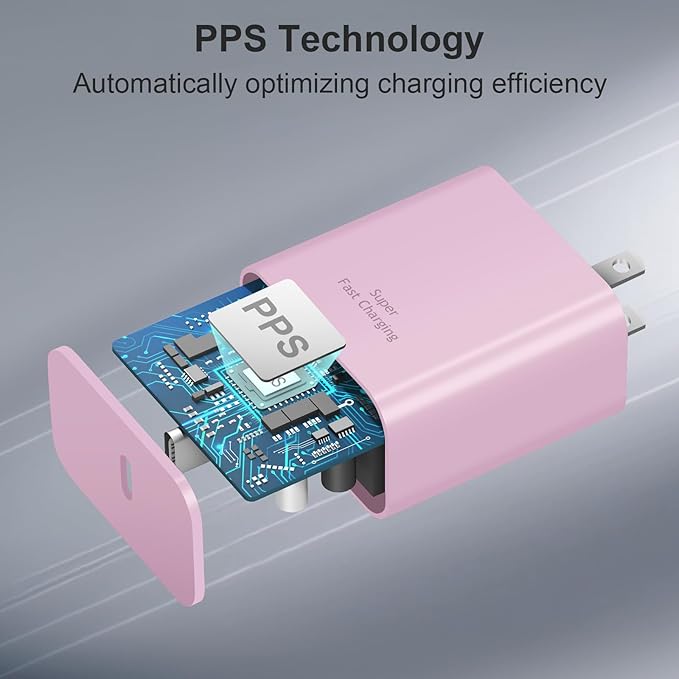 45W Type C Charger, USB C Charger 2-Pack iPhone 15 16 Charger 6FT with iPhone 16/16 Plus/16 Pro/16 Pro Max/iPhone 15/15 Pro Max/iPad Pro/AirPods/Galaxy S24 S23 S22 S21,Android Charger(Pink)