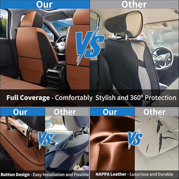 Car Seat Covers Full Set Fit for Buick Encore GX 2012-2026, Premium Faux Leather Waterproof Car Seat Protectors with Lumbar Support, Breathable Anti-Slip Easy to Install(Black&Brown,Full Set)