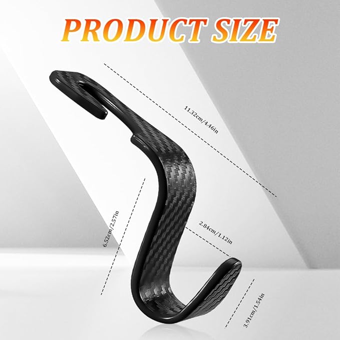4PCS Car Seat Headrest Hook, Plastic Auto Back Seat Hanger Hooks, Multi-functional Stylish Seat Hooks, Universal Car Interior Headrest Hanger Storage Accessories for Purse Coats Handbag (Black)