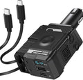 Retractable Car Charger, 4-in-1 Quick Charger with 2 Retractable Cables and USB Port, Travel Essentials Gifts for Women Men, Car Accessory for Phones/Tablets/Airpods/Car Recorders, 31.5 inch (Black)