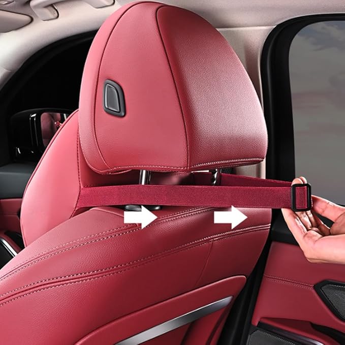 for Chevy Silverado 2007 2008 2009 2010 2011 2012 2013 Leather Car Seat Headrest Lumbar Cushion, Lumbar Support Pillow for Car,for Driving Traveling Relieving Neck Fatigue,1-D Red