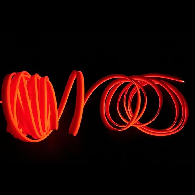 Riloer El Wire Lights for Car, Interior Neon Lights Strip Car LED Strip Light Interior for Car Garden Party Decoration, Car Ambient Lighting Kits, 2m/6.5ft Red LED