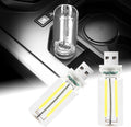 2Pcs Car USB Night Light, Touch Adjustment LED Ambient Lighting Plug in USB Automotive Night Lamps, Mini LED Bulb for Car, Camping, Holiday, Decoration, Bedroom, Party(White)