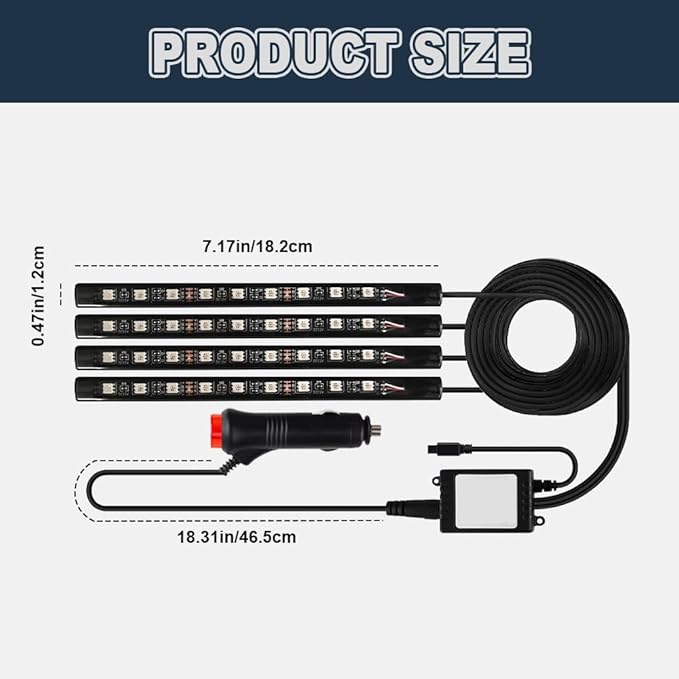 Smart Car LED Strip Lights, Led Lights for Car, 12V LED Lights Running Board Lights, Universal Multicolor LED Car Lights Kits Car Interior Accessories Fit for Truck Car SUV (Cigarette Lighter)