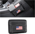 Moly Magnolia Car Seat Side Pocket Organizer, American Flag PU Leather Storage Bag, Pen Phone Holder Tray Pouch Seat Gap Filler, Interior Accessories for Auto Door Window Console (MultiColor/Flag)
