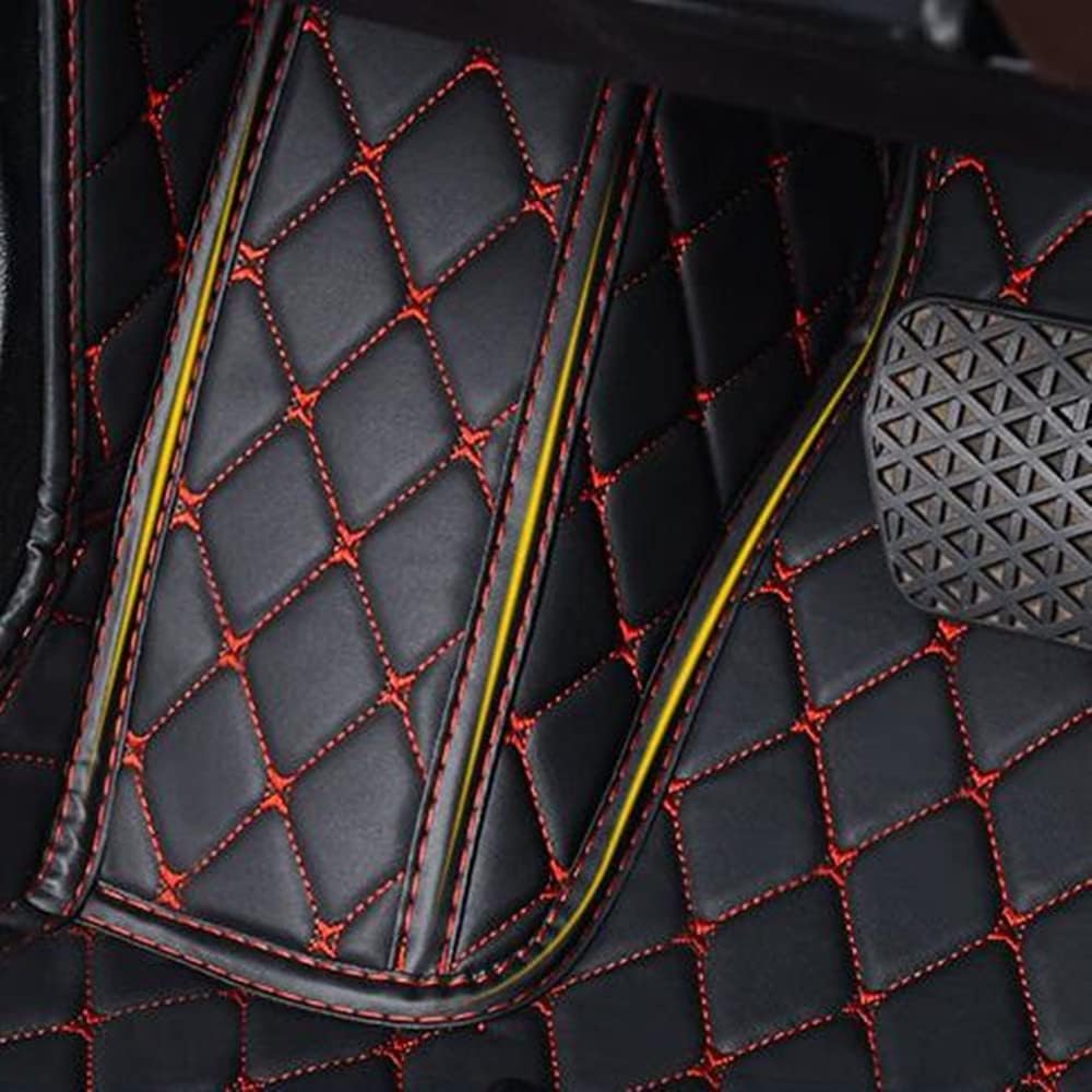 Custom All-Weather Protection Luxury Leather Floor Mats for Cars SUVs Trucks According Anti-Slip Leather Floor mats ﻿ (8,Red Beige)