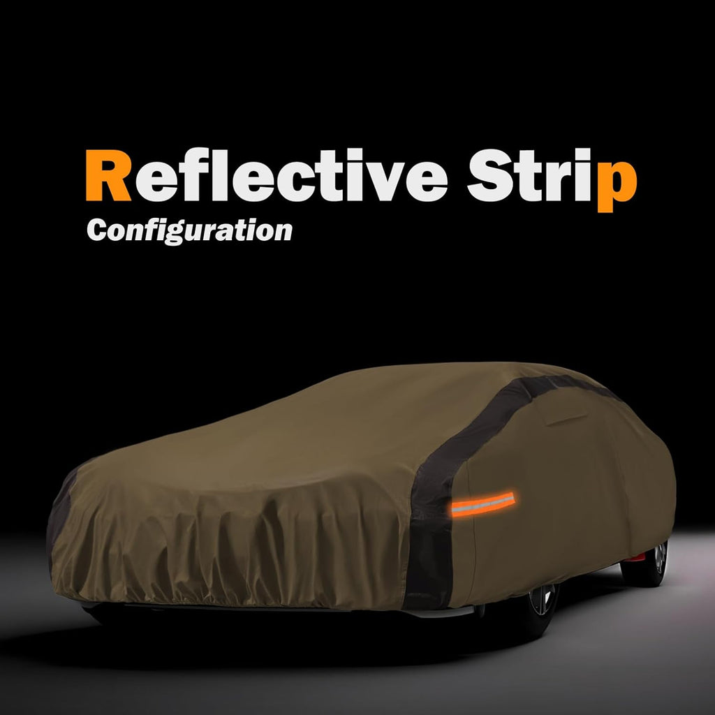 Silverado Car Cover Waterproof All Weather Compatible with Silverado, Outdoor Anti-UV Sun Rain Protection Truck Cover(Camel with Brown)