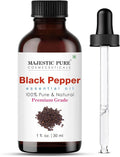 Majestic Pure Essential Oil with Glass Dropper - 100% Pure and Natural - Essential Oils for Diffuser, Aromatherapy, Soap and Candle Making, Black Pepper Essential Oil, Black Pepper Oil, 1 Fl Oz