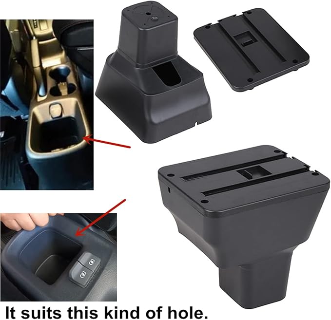 YJYWZH Armrest Box for Nissan Almera Versa 2020-2024 Car Center Storage Box Hand Centre Consoles Cup Holder Arm Rest Double-Layer Black Accessories