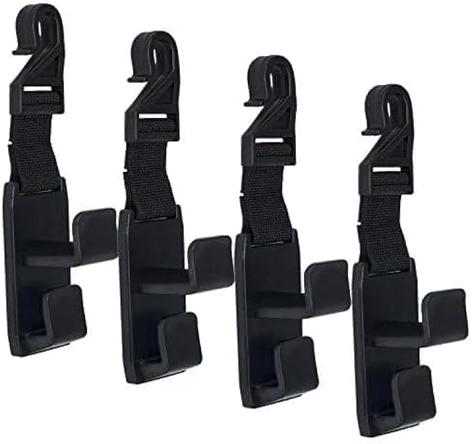 4 Pack Car Seat Headrest Hooks Strong and Durable Backseat Headrest Hanger Storage for Handbags, Purses, Coats, and Grocery Bags, Universal Vehicle Car Seat Back Headrest Bottle Holder