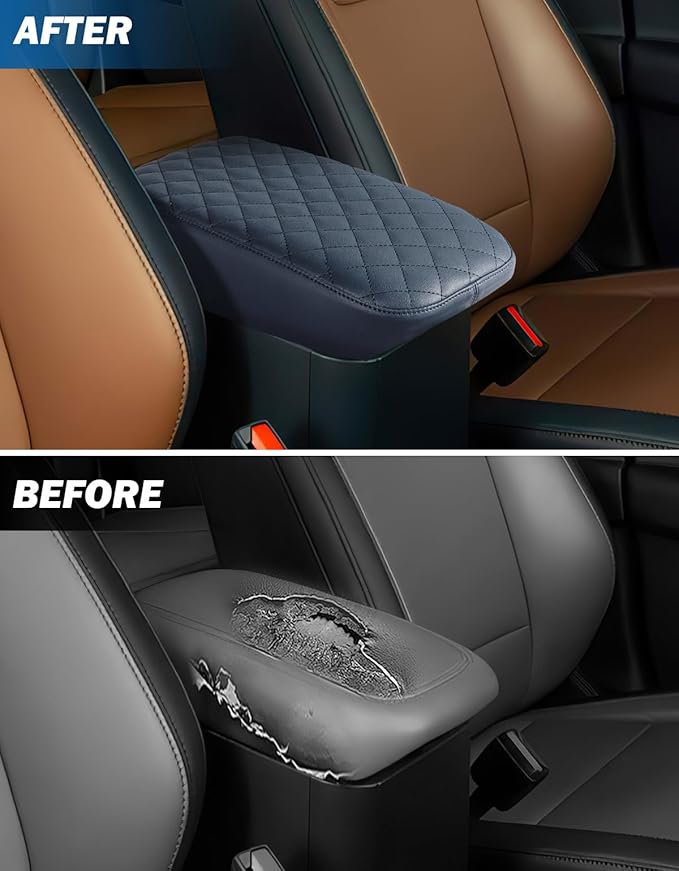 JOYTUTUS Center Console Cover Compatible with Ford Maverick 2022-2025 2026 Leather Armrest Cover Center Console Cushion Maverick Accessories, Dark Blue