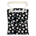 Cute Car Trash Can, Hanging Canvas Car Back Seat Organizer and Storage Bag, Funny Car Trash Bag For Travelling, Outdoor Cute Black White Flower