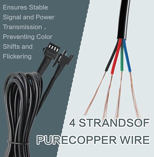 Rock Light Extension Wire 4 Pin 8 Pcs 4 Pin 60 inch, Pure Copper Insulated Cable LED Cable Cord Set for Motorcycle ATV Golf Car Trucks Neon Strip
