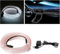 EL Wire LED Strip Lights, 10FT/3M USB Auto Neon Light Strip with Sewing Edge, Electroluminescent Car Ambient Lighting Kits with Fuse Protection, Car Decoration Accessories (White/10FT)