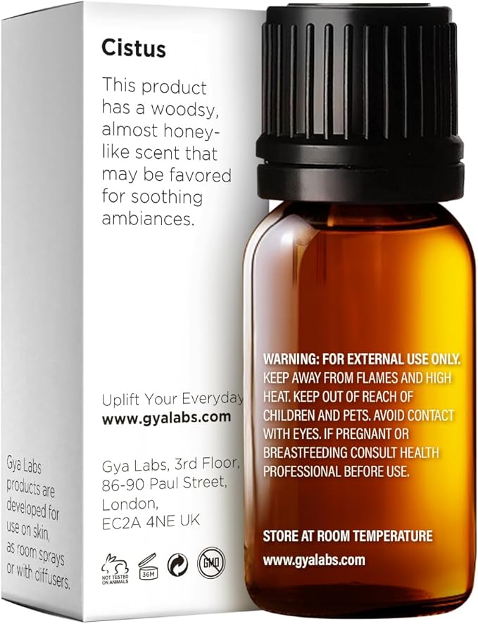 100% Pure Cistus Essential Oil - 0.34 Fl Oz - Cistus Oil for Hair, Skin, Diffuser, Aromatherapy & DIY Candle Making Scent