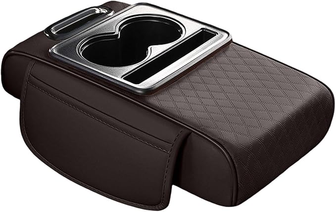 Car Center Console Pad Armrest Cushion Pad Anti Slip Car Decoration with Cup Holder Tissue Box Slot for Car SUV, Style F