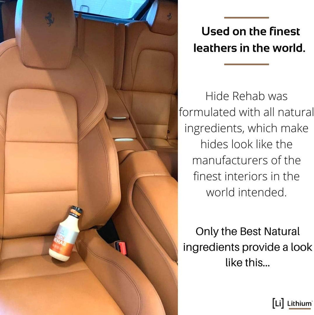Lithium Hide Rehab Car Leather Cleaner and Conditioner - All Natural Premium Leather Conditioner for Car Interiors - Hydrates, Moisturizes, and Protects Leather - Leather Restorer (16 Ounce)