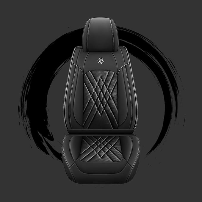 Car Seat Covers Compatible with Toyota Camry 2012-2026 Durable Waterproof Automotive Seat Covers Stretchable Fabric Material, Airbag Compatibility, Premium Nappa Leather(Black, 2 Pcs Front)