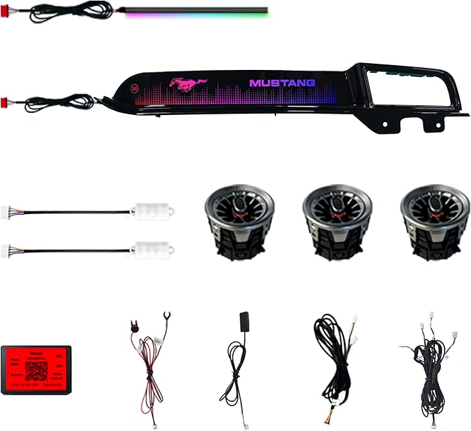 Ambient Light Kit for Ford Mustang S550 (2015-2023) | 256 Color Dash Glow Panel, 3 Turbine Vents, 2 Footwell Lights | Touch Control | Plug & Play