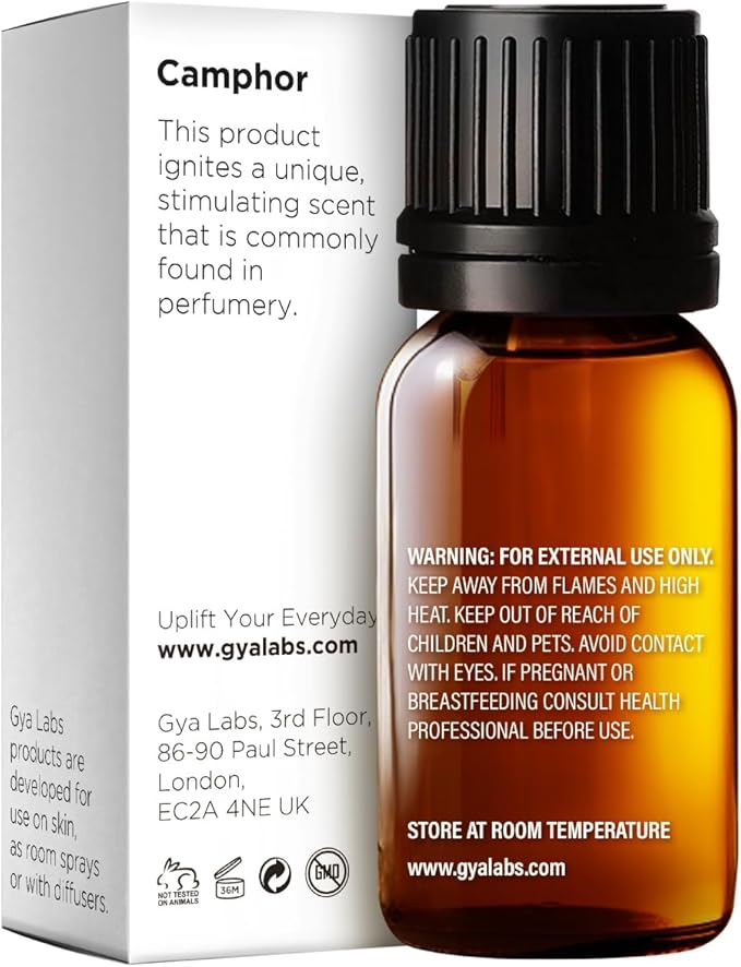 100% Pure Camphor Essential Oil - 0.34 Fl Oz - Camphor Oil for Hair, Skin, Diffuser, Aromatherapy & DIY Candle Making Scent