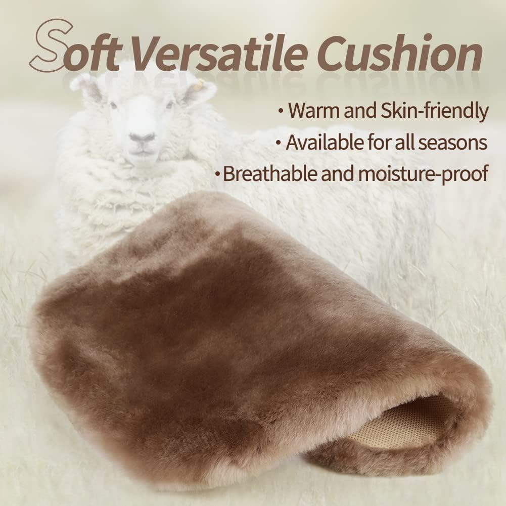 LLB Genuine Sheepskin Car Seat Cushion Seat Covers for Cars Trucks SUV Comfort Seat Protector Pad for Car Driver Seat Car Accessories for Women Office Chair Car Decor (Black Front Seat Cushions-2 Pcs)