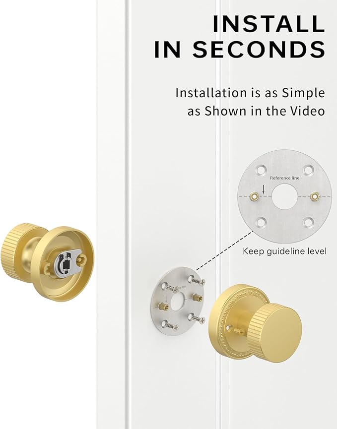 Asidrama 2 Pack Brushed Gold Dummy Door Knob, Non-Turning Decorative Door Lever with Door Knobs for Closet, French Double Doors, Pantry & Interior Push/Pull Use