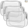 PACKISM Clear Makeup Bag, Waterproof TSA Approved Toiletry Bag Quart Size Bag, Clear Makeup Bags with Zipper Travel Cosmetic Bag, Carry on Airport Airline Compliant Bag, 3 Pack, Grey