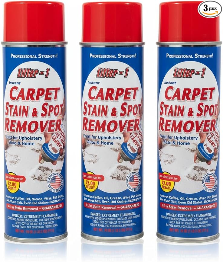 Carpet Spot Remover, Stain and Red wine Remover, and Spot Treatment for Oil, Grease, Urine, Cleaning Performance for Rugs, Upholstery, Fabrics Pack of 3