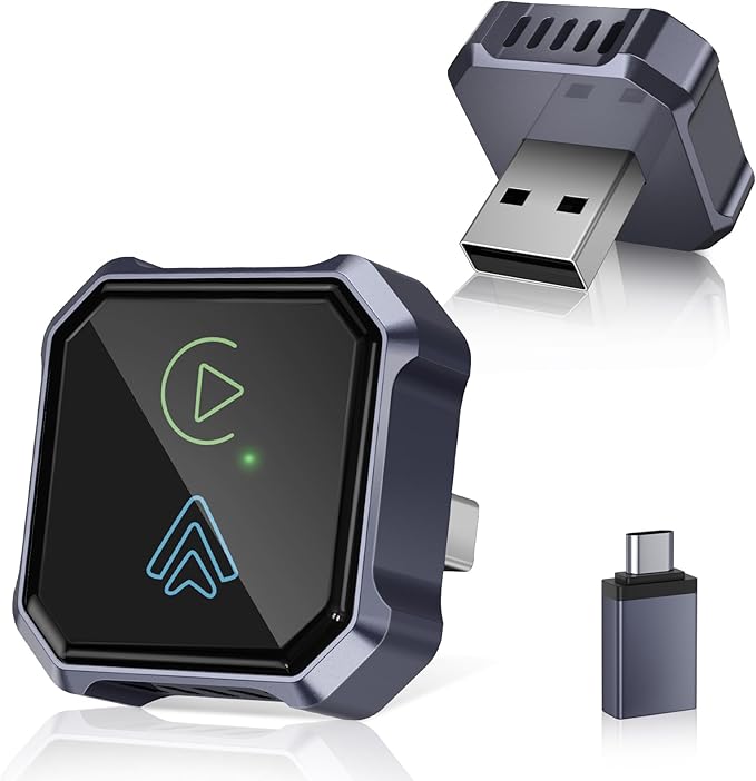 2-in-1 Wireless CarPlay Adapter for iPhone & Android Auto – Convert Wired CarPlay to Wireless, Plug & Play, Stable Connection for Daily Driving, USB & USB-C Support (Check Compatibility)