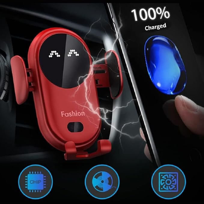 Smart Car Wireless Charger Phone Holder, Smart Sensor Car Wireless Charger, Fashion Car Charger (Yellow)
