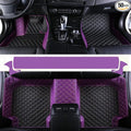 Custom Floor Mats for Cars，Luxury Full Coverage All Weather Car Floor Mats，Leather Car Mat Set ， Floor Mats for 99% of Cars, Trucks & SUVs (Border Purple, Middle Black Rice)
