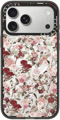 CASETiFY Impact iPhone 17 Pro Max Case [Slim/Compatible with Magsafe / 8.2 ft. 4X Military Grade Drop Protection] - Vintage Flower Monday - Clear Black