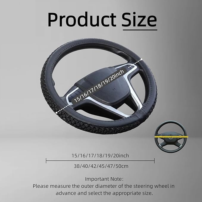 15“16”17“18”19“20 Inch Ice Silk Ventilation Multi-Style Comfy Grip Steering Wheel Cover for Truck, Bus, Big Rig Trucker,SUV， Anti-Slip Design 15-20 Inch (Brown, 18 inch)