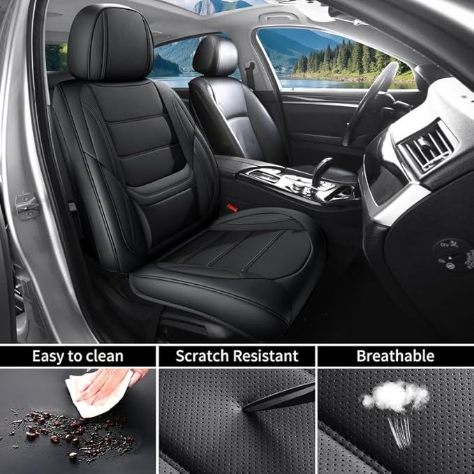 Car Seat Covers Custom Fit for Chevrolet/Chevy Captiva 2006-2018, Premium Faux Leather Waterproof Car Seat Protectors with Lumbar Support, Breathable Anti-Slip Easy to Install(Black,Full Set)