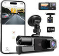 WiFi 1080P 3 Channel Dash Camera for Car Front and Inside Dashcam Car Security Video Recorder,170°Wide Angle Vehicle Cam,WDR,G-Sensor,Loop Recording,Night Vision (WiFi 3Channel Dash Cam With 32G Card)