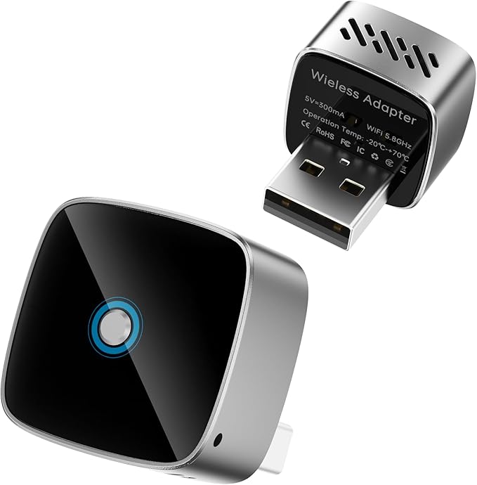 Wireless CarPlay Adapter & Android Auto Dongle, One Click Multi Device Switching Seamless Connection, Compact Size, Plug & Play Wireless CarPlay Converter for iPhone & Android, USB/USB-C, No Delay