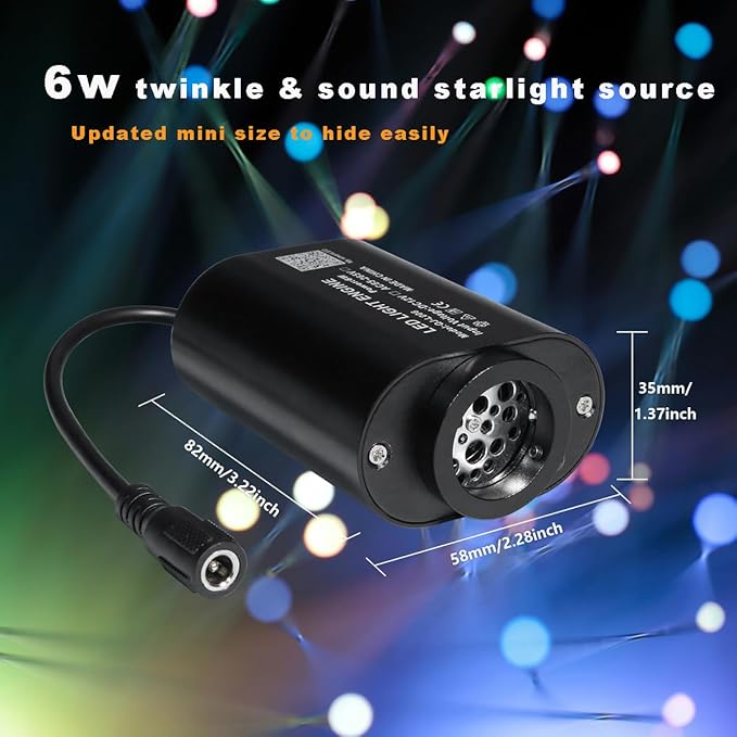 AMKI Mini 6W Twinkle Sound Mode RGBW Light Source Engine Driver Remote/APP Control Starlight Box Motor for Fiber Optic Star Ceiling Light Kit