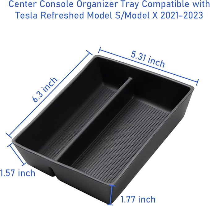 Jaronx Compatible with Tesla Model S/X Console Organizer 2021-2026, Refresh Center Console Storage for Model X/S Plaid/Long Range, Silicone Organizers Tray for Tesla X/S Accessories