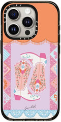 CASETiFY Impact Case for iPhone 15 Pro [8.2ft 4X Military Grade Drop Protection/Compatible with Magsafe] - Cowgirl Boots - Clear Black