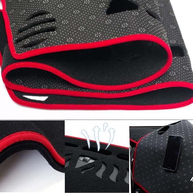 Dashboard Covers for Ford EcoSport 2018-2020,Custom Fit Polyester Dash Mat,Interior Dashboard Protector Cover,Non-Slip Car Dash Pad for Sun Protection and Style,Red