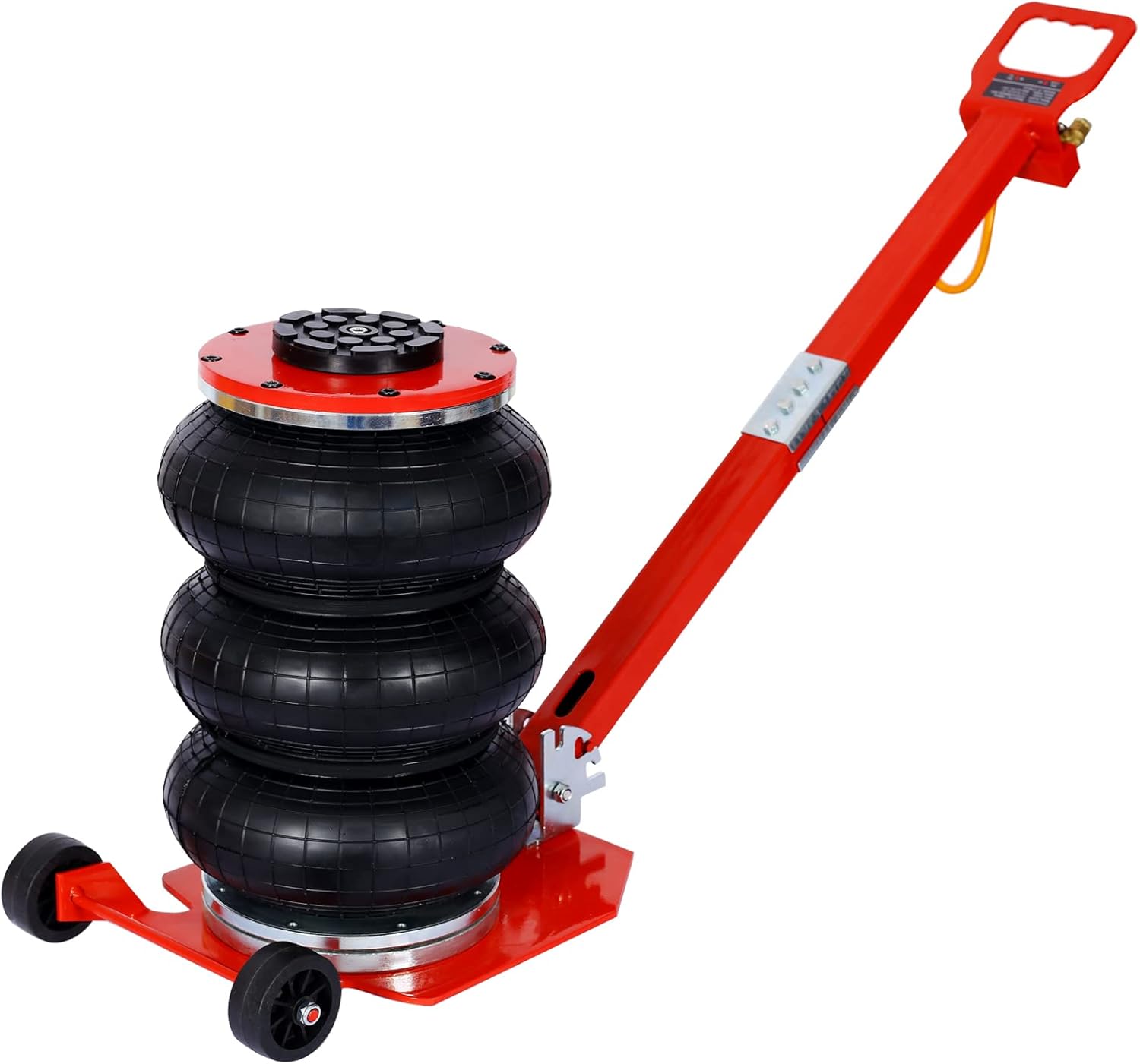 3T Triple Bag Air Jack 6600lbs Pneumatic Jack 3s Fast Lift Up 16in Airbag Jack with Adjustable Long Handle Heavy Duty Triple Air Bag Jack Lift for Cars Garage (Red)