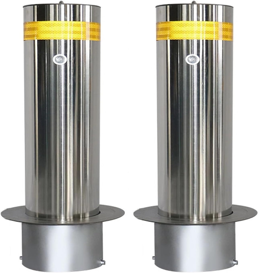 Steel Safety Bollard Post, Driveway Parking Interceptor Bollard, Crash Column Safety Warning Column, Parking Stopper for Garage, for Parking Barrier, Road Safety(Silver (2PCS))