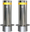 Steel Safety Bollard Post, Driveway Parking Interceptor Bollard, Crash Column Safety Warning Column, Parking Stopper for Garage, for Parking Barrier, Road Safety(Silver (2PCS))