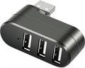 USB Port Splitter, USB 3 Port Compact Portable Rotatable HUB, USB Hub Dock [90°/180° Degree Rotatable] for PC Laptop Notebook and More - Black