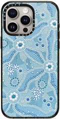 CASETiFY Impact iPhone 15 Pro Max Case [Slim/Compatible with Magsafe / 8.2 ft. 4X Military Grade Drop Protection] - Nadyung (Water) - Aboriginal Art - Clear Black