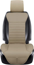 Universal Car Seat Cover PU Leather Car Seat Cushion Driver Seat Cover with Backrest - Car Front Seat Protector Fits 95% of Vehicles-1 Piece (Beige-B)