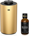 Waterless Essential Oil Diffuser Starter Kit with 30mL Hotel Scent Fragrance Oil Inspired by Ritz-C., Battery Operated Premium Portable Mini Scent Air Machine for Home Car Office, Gold ANX