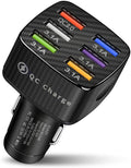 Car Charger Adapter, 6 USB Multi Port Fast Charger Include QC 3.0 and 5 Other Ports, Auto Quick Charging Cigarette Lighter Charger, Interior Car Accessories for SUV Truck (Black)