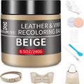 Leather Recoloring Balm,8.5oz Leather Color Restorer,Beige Leather Repair kit for Furniture and Car Interior,Leather Couch Scratch Repair,Leather Dye Paint for Faded,Cracked and Damaged Leather